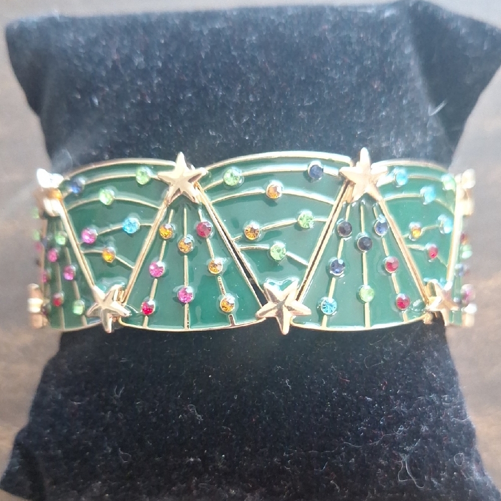 Gold and Multicolor Christmas Stretch Bracelet